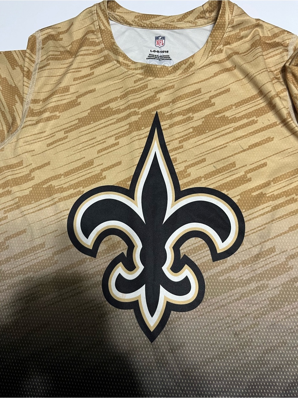 New Orleans Saints NFL Tee with Fleur-de-lis Logo - Gold/Black